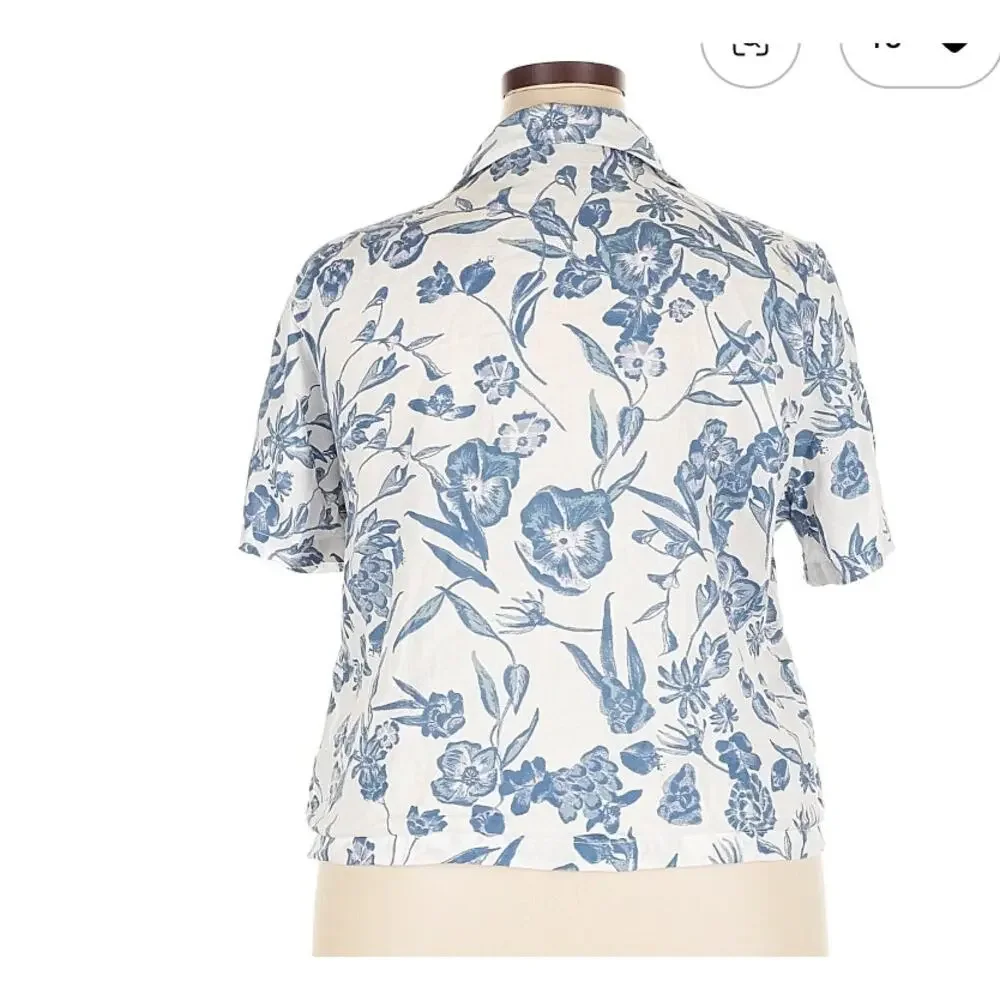 J by Joie Size XL Short sleeve blouse button-down - Picture 2 of 8